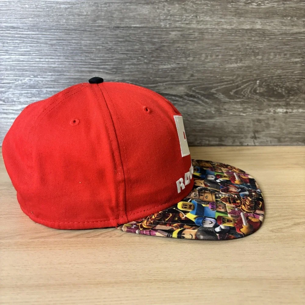Roblox Snapback Hat Youth Red Graphic Brim Adjustable Cap Light Wear Gamer Kids